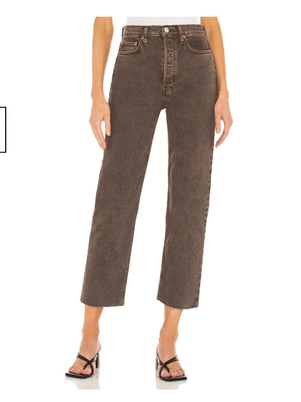 RE/DONE 70s High Rise Stove Pipe Jeans in Washed Chocolate